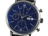 IWC Portofino Chronograph Blue Dial Black Leather Strap Watch for Men - IW391023