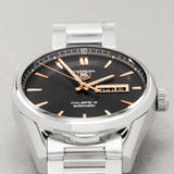 Tag Heuer Carrera Calibre 5 Automatic Black Dial Silver Steel Strap Watch for Men - WAR201C.BA0723