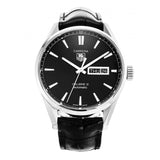 Tag Heuer Carrera Automatic Black Dial Black Leather Strap Watch for Men - WAR201A.FC6266