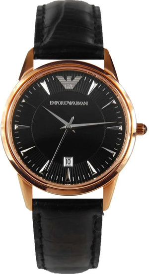 Emporio Armani Classic Black Dial Black Leather Strap Watch for Women - AR2445