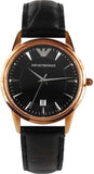 Emporio Armani Classic Black Dial Black Leather Strap Watch for Women - AR2445