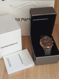 Emporio Armani Zeta Chronograph Brown Dial Gray Fabric Strap Watch for Men - AR1976