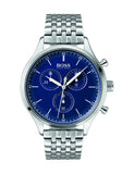 Hugo Boss Companion Blue Dial Silver Steel Strap Watch for Men - 1513653