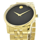 Movado Museum Black Dial Gold Steel Strap Watch For Men - 606997