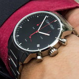 Calvin Klein City Chronograph Black Dial Silver Steel Strap Watch for Men - K2G27141