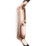 Michael Kors Catlin Rose Gold Crystal Dial Black Leather Strap Watch for Women - MK2376