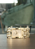 Guess Mod Heavy Metal Gold Dial Gold Steel Strap Watch For Women - W1117L2