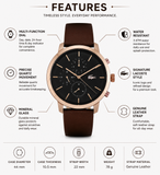 Lacoste Replay Chronograph Black Dial Brown Leather Strap Watch for Men - 2011257