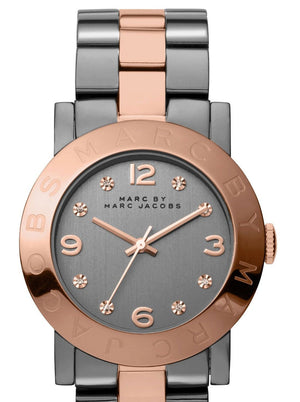 Marc Jacobs Amy Grey Dial Two Tone Steel Strap Watch for Women - MBM8597