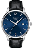 Tissot T Classic Tradition Blue Dial Black Leather Strap Watch For Men - T063.610.16.047.00