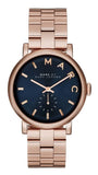 Marc Jacobs Baker Blue Dial Rose Gold Steel Strap Watch for Women - MBM3330