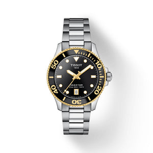 Tissot Seastar 1000 Black Dial Silver Steel Strap Watch For Men - T120.210.21.051.00