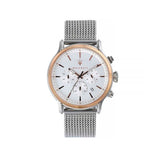 Maserati Epoca White Dial Chronograph Silver Mesh Bracelet Watch For Men - R8873618009