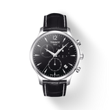 Tissot Tradition Chronograph Black Dial Black Leather Strap Watch For Men - T0636171605700