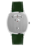Gucci Grip Silver Dial Green Leather Strap Unisex Watch - YA157412