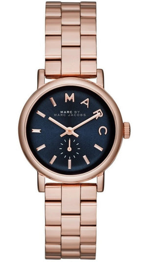 Marc Jacobs Baker Navy Blue Dial Rose Gold Steel Strap Watch for Women - MBM3332