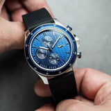 Lacoste Neoheritage Chronograph Blue Dial Black Silicone Strap Watch for Men - 2011252