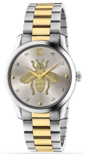 Gucci G Timeless Silver Dial Two Tone Steel Strap Watch For Women - YA126599