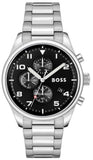 Hugo Boss View Chronograph Black Dial Silver Steel Strap Watch For Men - 1514008