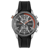 Hugo Boss Globetrotter Grey Dial Black Silicone Strap Watch for Men - 1513931