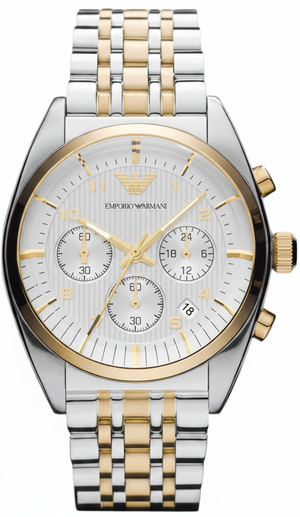 Emporio Armani Classic White Dial Two Tone Steel Strap Watch for Men  - AR11603