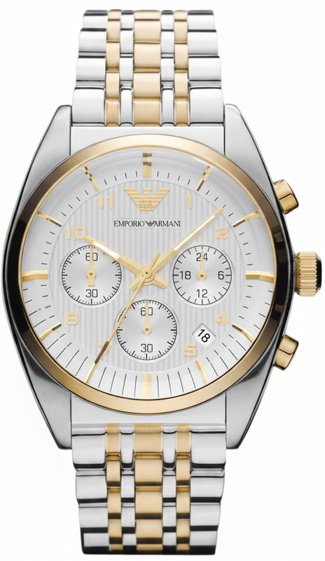 Emporio Armani Classic White Dial Two Tone Steel Strap Watch for Men  - AR11603