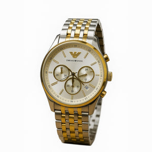 Emporio Armani Classic White Dial Two Tone Steel Strap Watch for Men  - AR11603