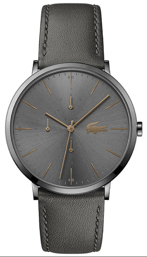 Lacoste Moon Gray Dial Gray Leather Strap Watch for Men - 2011059