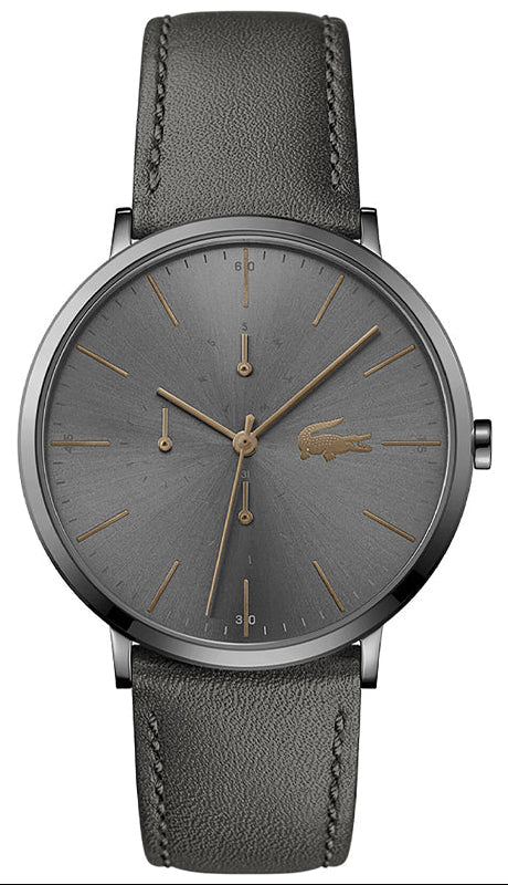 Lacoste Moon Gray Dial Gray Leather Strap Watch for Men - 2011059