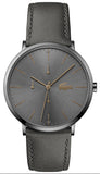 Lacoste Moon Gray Dial Gray Leather Strap Watch for Men - 2011059