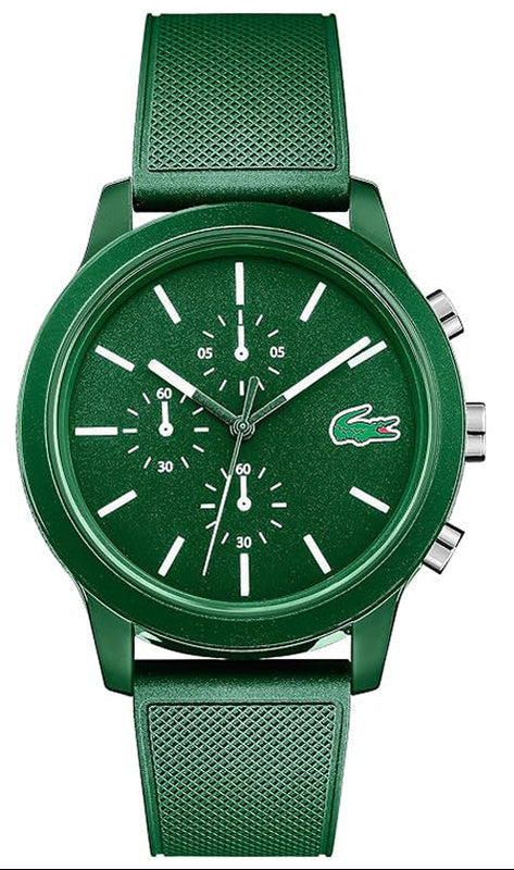 Lacoste 12.12 Chronograph Green Dial Green Silicone Strap Watch for Men - 2010973