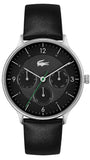 Lacoste Club Multi Watch Black Dial Black Leather Strap Watch for Men - 2011139