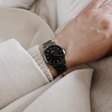 Daniel Wellington Iconic Link Ceramic Black Dial Black Steel Strap Watch For Women - DW00100414