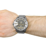 Diesel Mega Chief Chronograph Grey Dial Grey Steel Strap Watch For Men - DZ4466