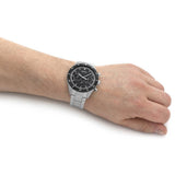 Hugo Boss Santiago Black Dial Silver Steel Strap Watch for Men - 1513862