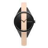 Calvin Klein Rebel Cream Black Dial Cream Leather Strap Watch for Women - K8P237X1