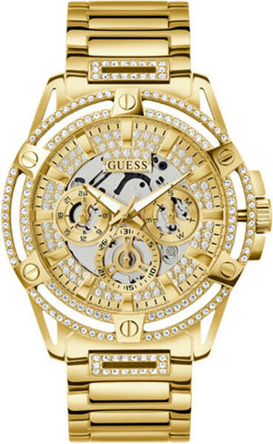 Guess Queen Quartz Gold Dial Gold Steel Strap Watch For Men - GW0497G2