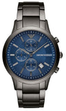 Emporio Armani Renato Chronograph Blue Dial Grey Steel Strap Watch For Men - A11215