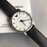 Emporio Armani Luigi White Dial Black Leather Strap Watch for Men - AR1694