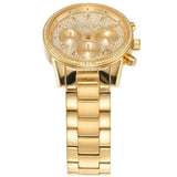 Michael Kors Ritz Chronograph Gold Dial Gold Steel Strap Watch For Women - MK7310