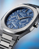 D1 Milano Ultra Thin Olympic Blue Dial Silver Steel Strap Watch for Men - D1-UTBJ35