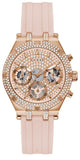 Guess Heiress Diamonds Rose Gold Dial Pink Rubber Strap Watch for Women - GW0407L3