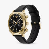 Emporio Armani Ruggero Chronograph Black Dial Black Leather Strap Watch for Men - AR11690