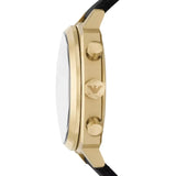 Emporio Armani Ruggero Chronograph Black Dial Black Leather Strap Watch for Men - AR11690