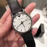 Emporio Armani Luigi White Dial Black Leather Strap Watch for Men - AR1694