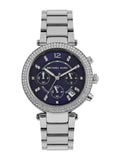 Michael Kors Parker Chronograph Blue Dial Silver Steel Strap Watch for Women - MK6117