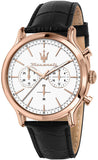 Maserati Epoca Chronograph White Dial Black Leather Strap Watch For Men - R8871618016
