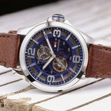 Tommy Hilfiger Bruce Analog Blue Dial Brown Leather Strap Watch for Men - 1791278