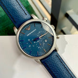 Emporio Armani Luigi XLarge Chronograph Blue Dial Blue Leather Strap Watch for Men - AR1969