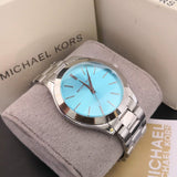 Michael Kors Runway Blue Dial Silver Steel Strap Watch for Women - MK3292